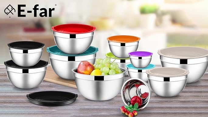 サラダボールセット  FEDERAL Amazon.com: E-far Mixing Bowls with Lids Set, 7-Piece